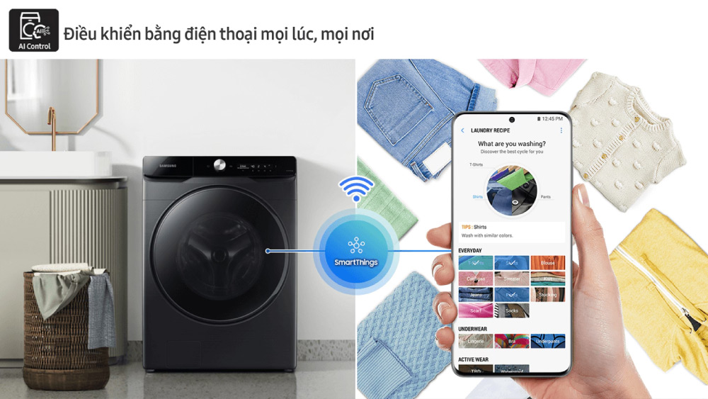 Điều khiển máy giặt Samsung từ xa qua ứng dụng SmartThings