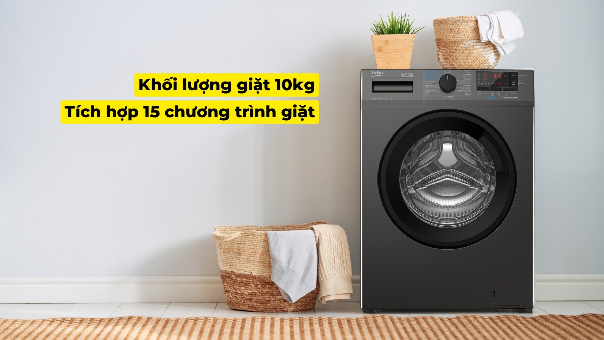 Máy có khối lượng giặt 10kg, tích hợp đa dạng chương trình giặt