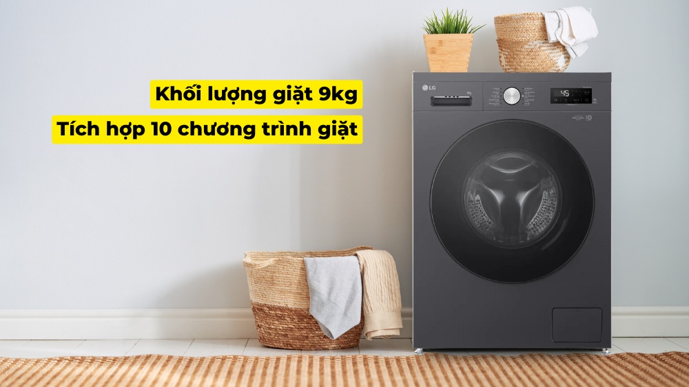 Khối lượng giặt 9kg đi cùng 10 chương trình giặt