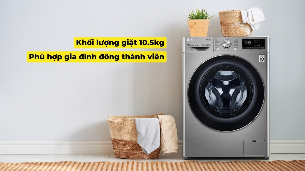 Máy có khối lượng giặt lớn, phù hợp với gia đình đông thành viên