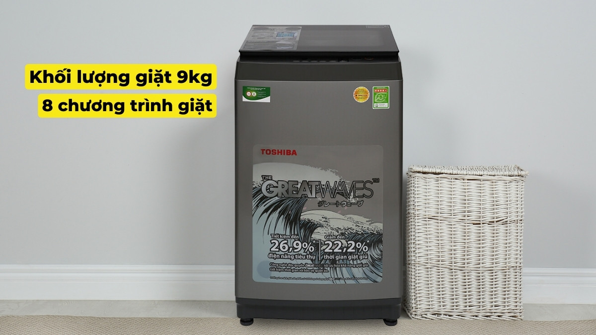 Khối lượng giặt 9kg cho người dùng thoải mái giặt giũ