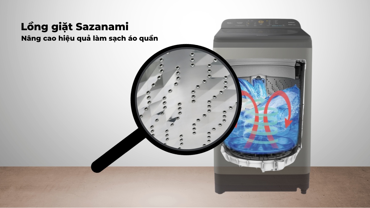 Lồng giặt Sazanami hỗ trợ làm sạch quần áo hiệu quả