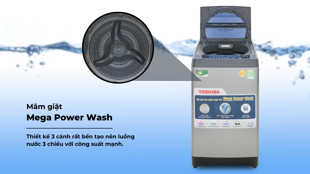 Mâm giặt Mega Power Wash tăng cường khả năng làm sạch quần áo