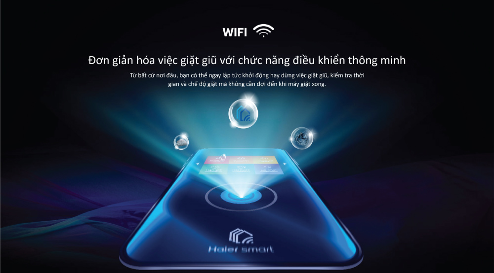 Kết nối Wifi hỗ trợ điều khiển máy giặt từ xa