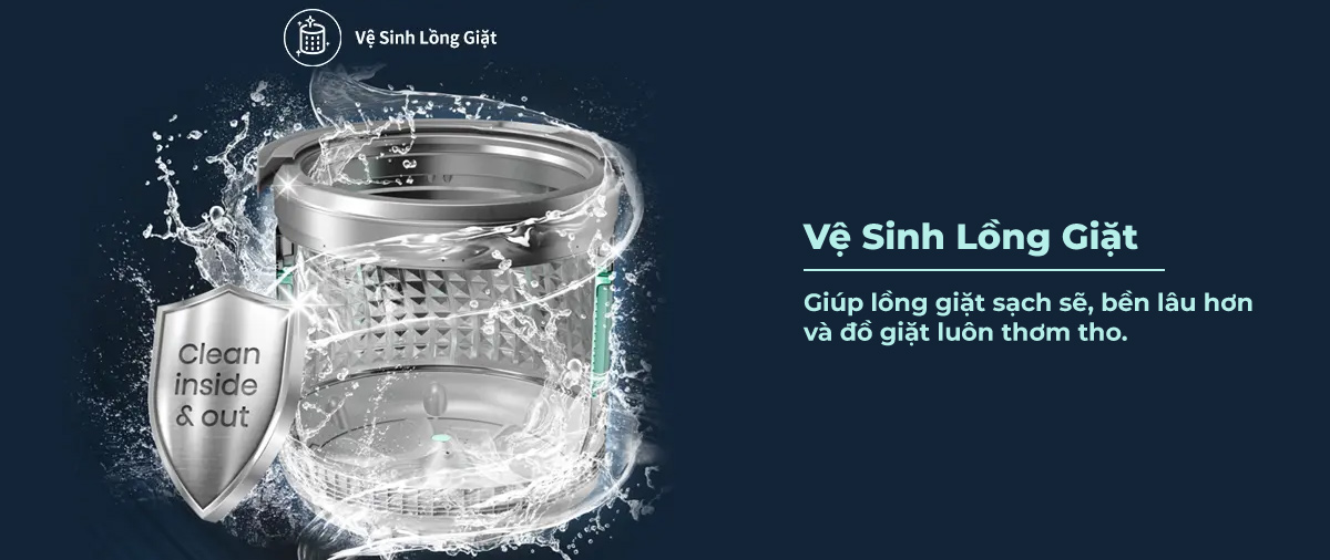 Chức năng tự vệ sinh lồng giặt tiện lợi