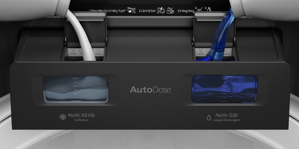 Tự động phân bổ nước xả tự động Autodose trên máy giặt Panasonic cửa trên