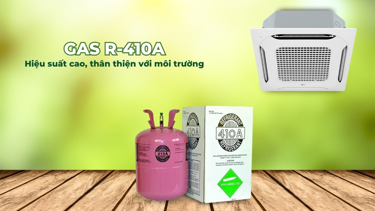 Gas R-410A có hiệu suất làm lạnh cao, thân thiện với môi trường
