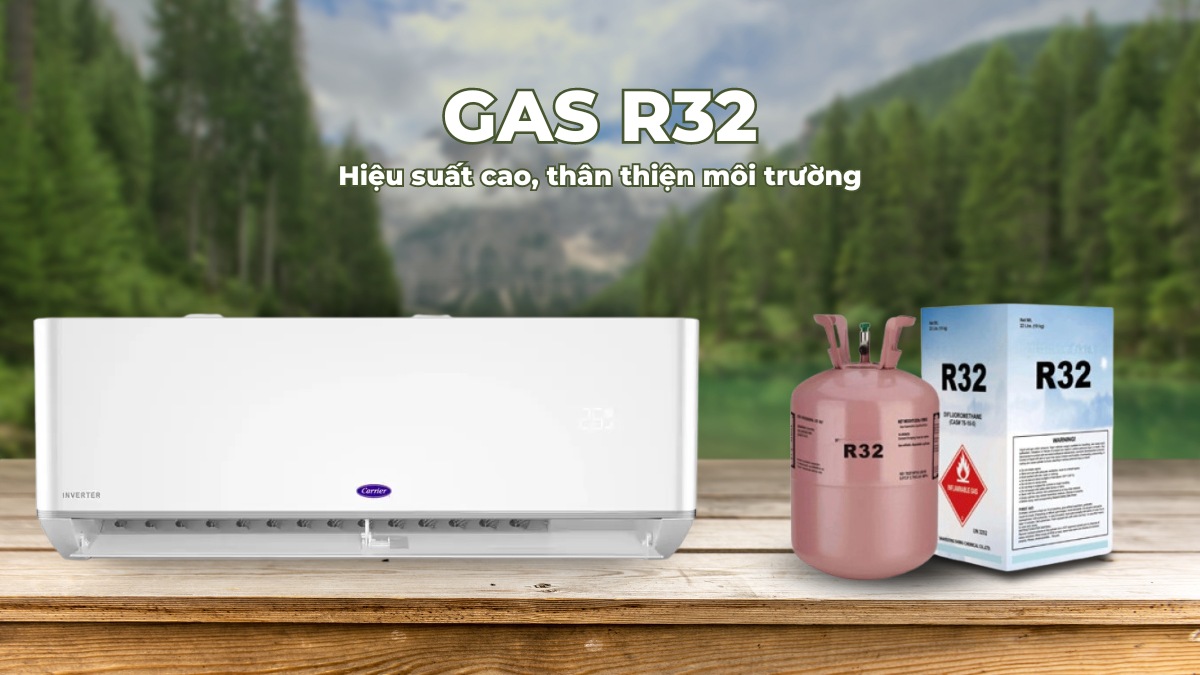 Gas R32 thân thiện môi trường, có hiệu suất làm lạnh cao