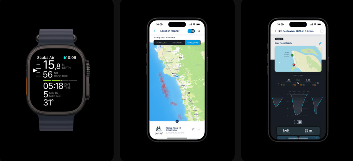 Các ứng dụng hỗ trợ lặn trên Apple Watch Ultra 2 GPS Cellular 49mm