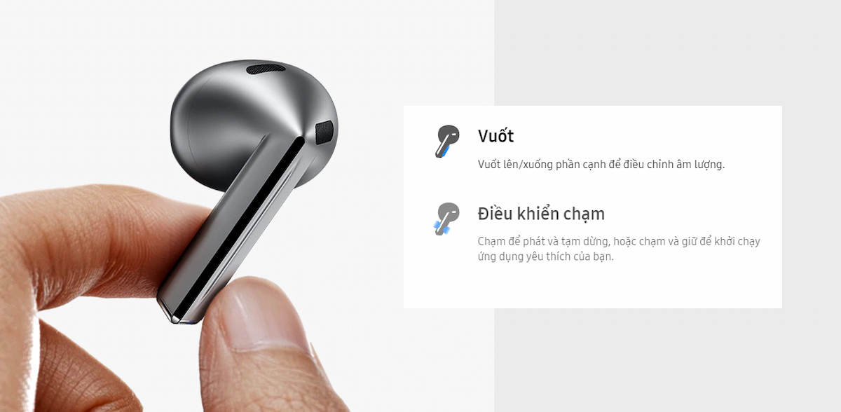 Điều khiển chạm tiện lợi trên Samsung Galaxy Buds3 