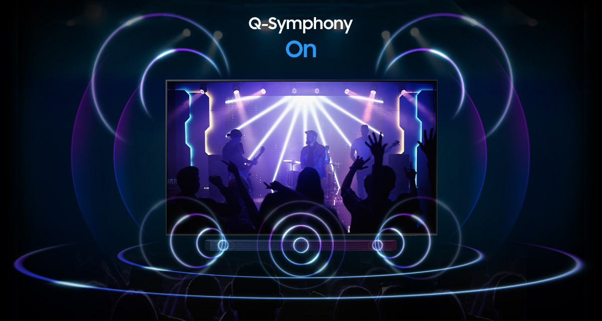 Công nghệ Q-Symphony đồng bộ âm thanh với loa soundbar Samsung