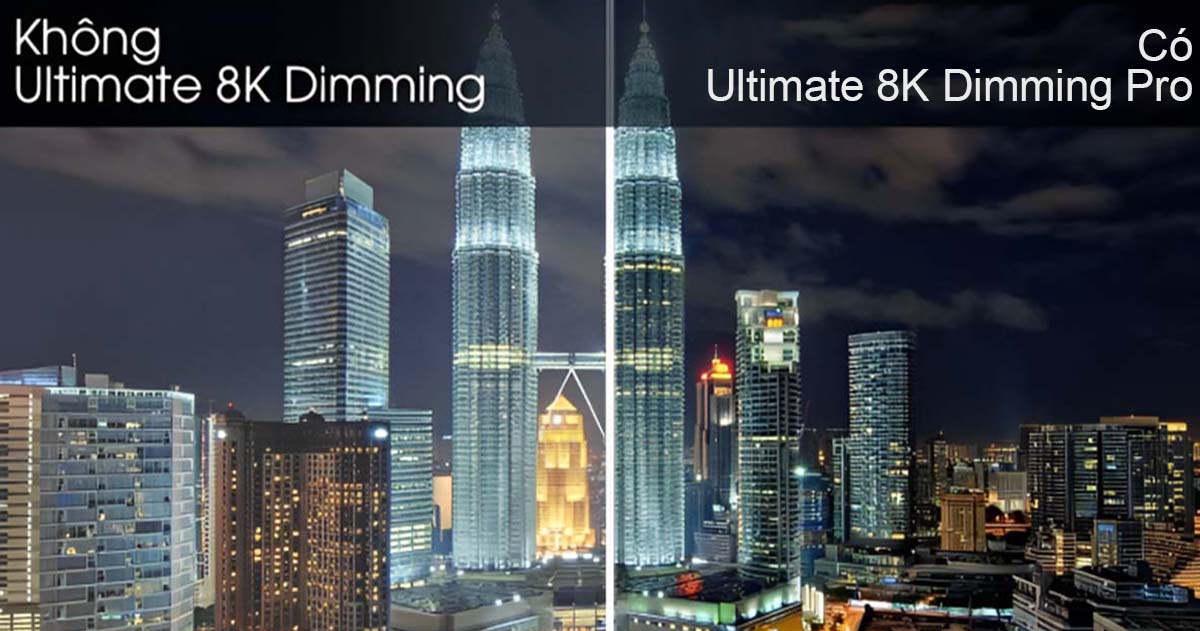 Công nghệ Ultimate 8K Dimming Pro tối ưu vùng sáng và tối hiệu quả