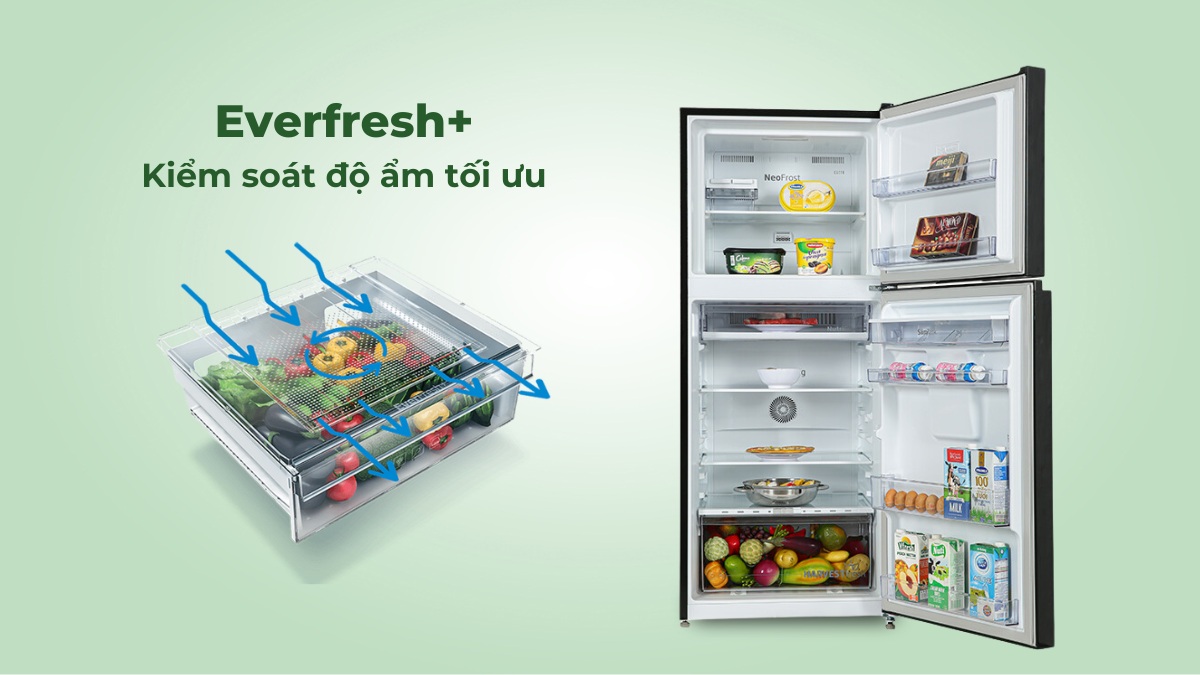 Công nghệ Everfresh+ duy trì độ ẩm tối ưu cho rau củ quả