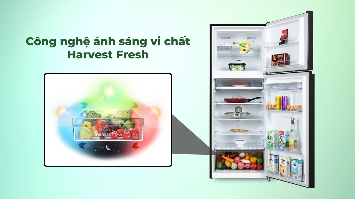 Công nghệ ánh sáng vi chất 3 màu HarvestFresh giữ trọn dưỡng chất cho rau củ quả