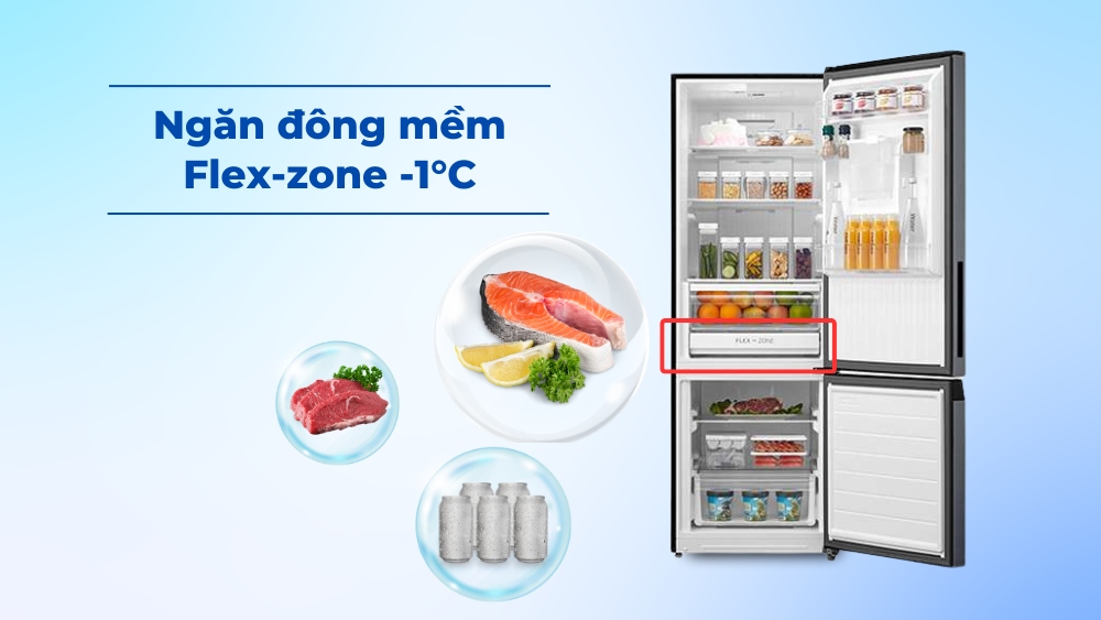 Ngăn đông mềm Flex-zone -1°C bảo quản thực phẩm tươi sống tối ưu