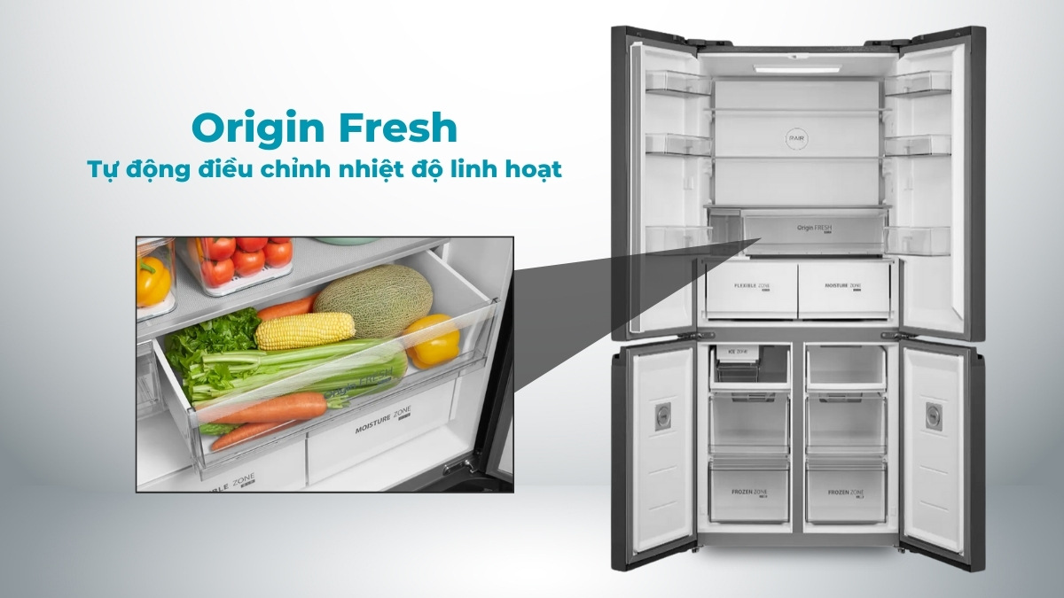 Ngăn Origin Fresh cho phép tùy chỉnh nhiệt độ linh hoạt