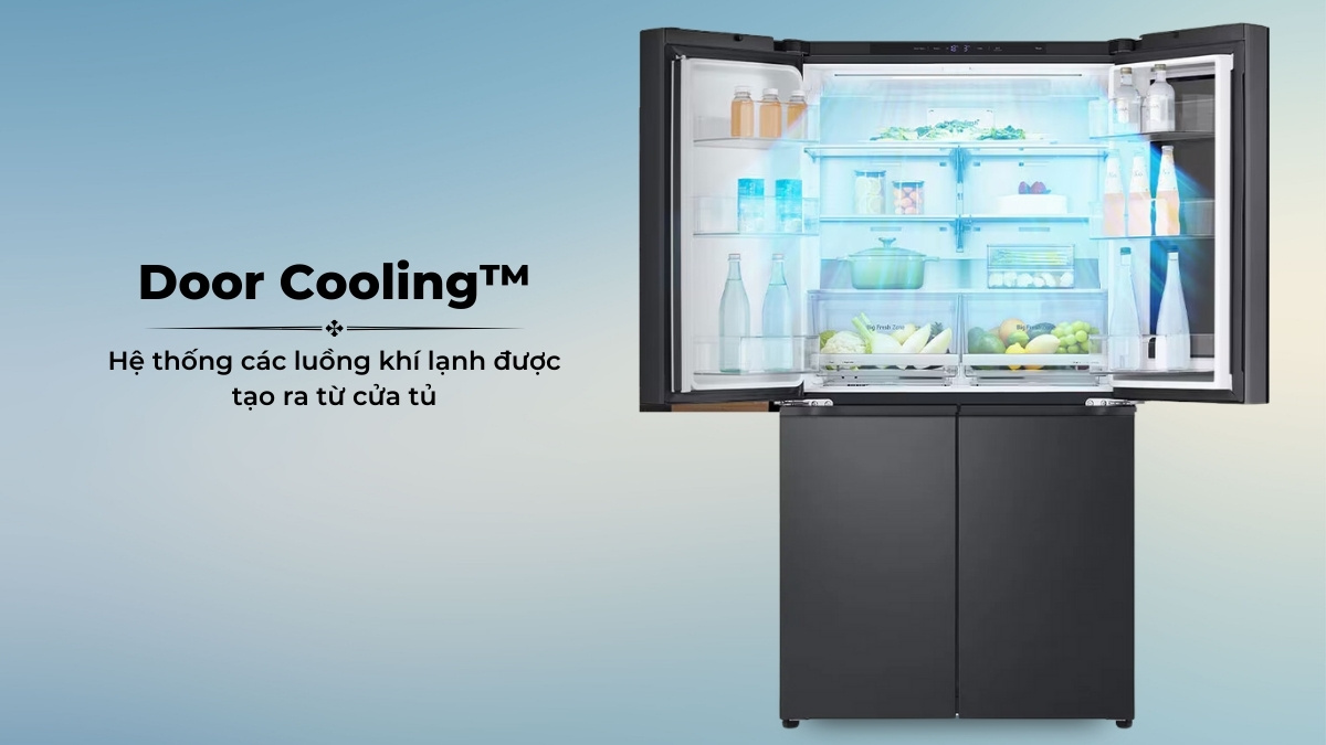 Công nghệ Door Cooling mang hơi lạnh từ cửa đến mọi vị trí trong tủ