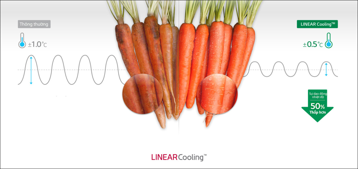 Công nghệ LINEAR Cooling™ hạn chế biến động nhiệt độ bên trong tủ