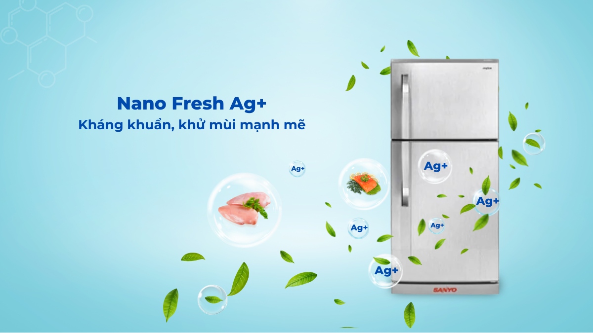 Công nghệ Nano Fresh Ag+ giữ cho không gian tủ luôn trong lành, sạch sẽ