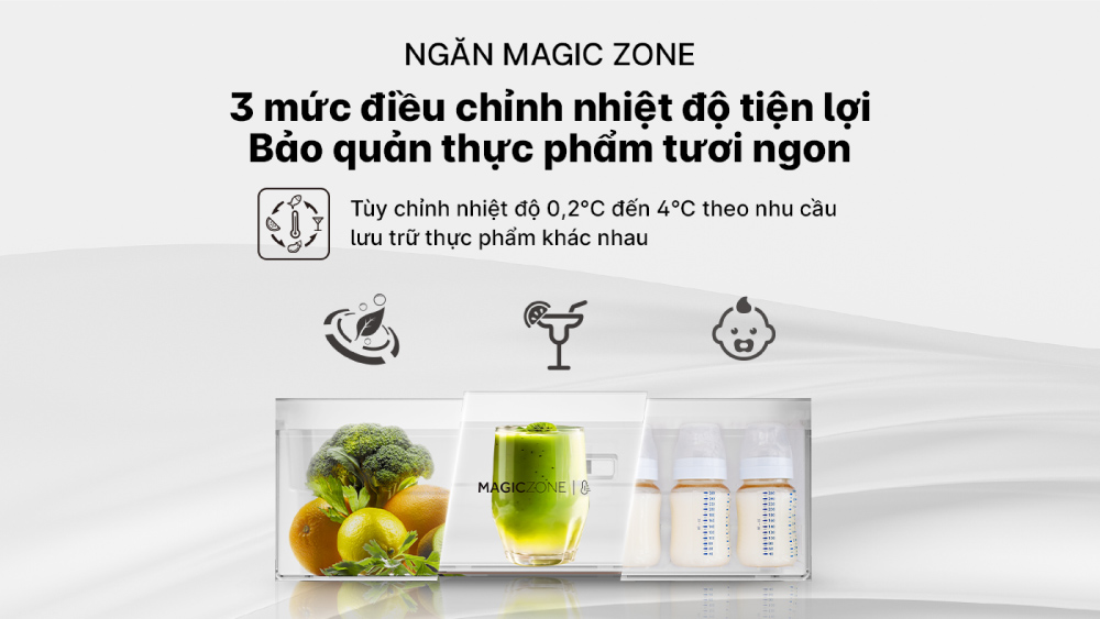 Ngăn Magic Zone có thể tùy chọn 3 mức nhiệt độ