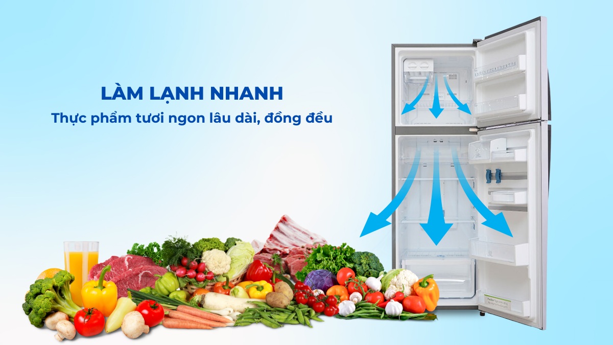 Tủ làm lạnh nhanh, không đóng tuyết giúp thực phẩm tươi ngon lâu hơn