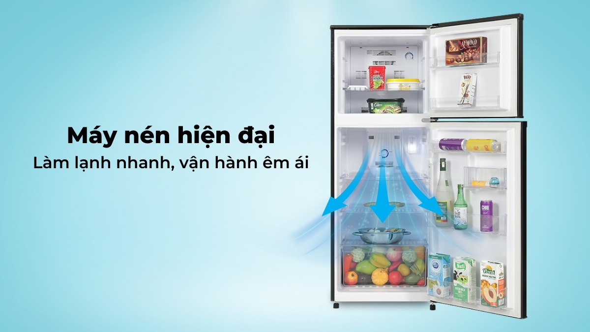 Máy nén hiện đại giúp tủ làm lạnh nhanh, vận hành êm ái