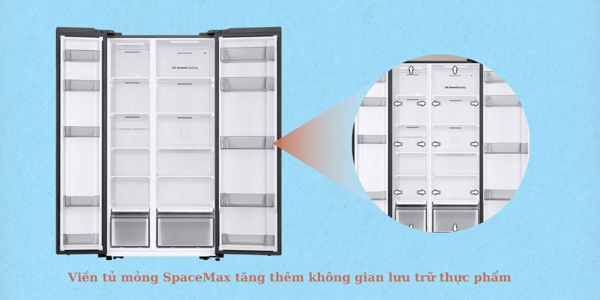 Viền tủ mỏng SpaceMax tăng thêm không gian lưu trữ thực phẩm