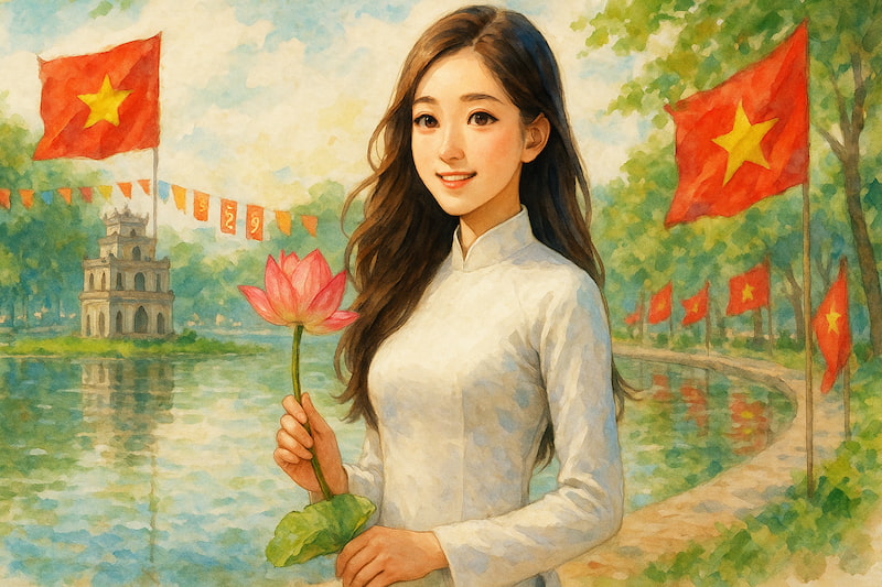 Ảnh cô gái mặc áo dài Việt Nam tạo bởi AI