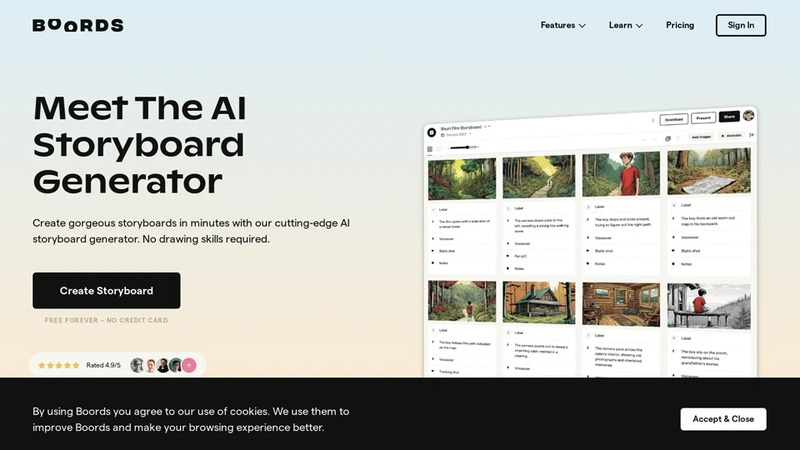 Tạo storyboard bằng công cụ Boords
