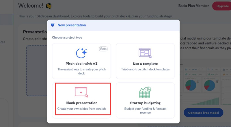 Chọn Blank Presentation