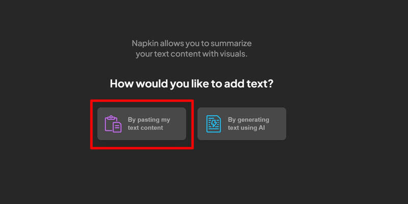Chọn By pasting my text content để nhập nội dung cần minh họa