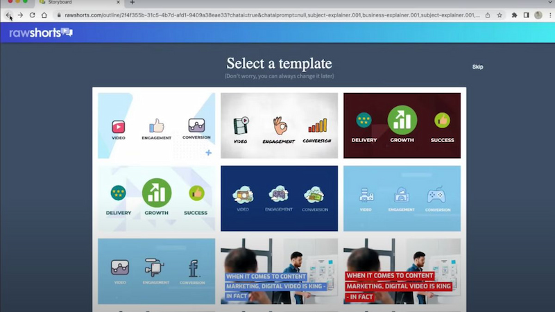 Lựa chọn template video phù hợp