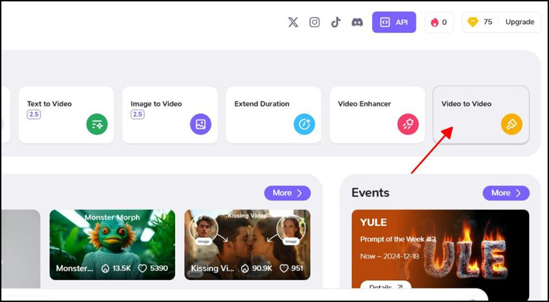 Nhấn vào mục Video to Video