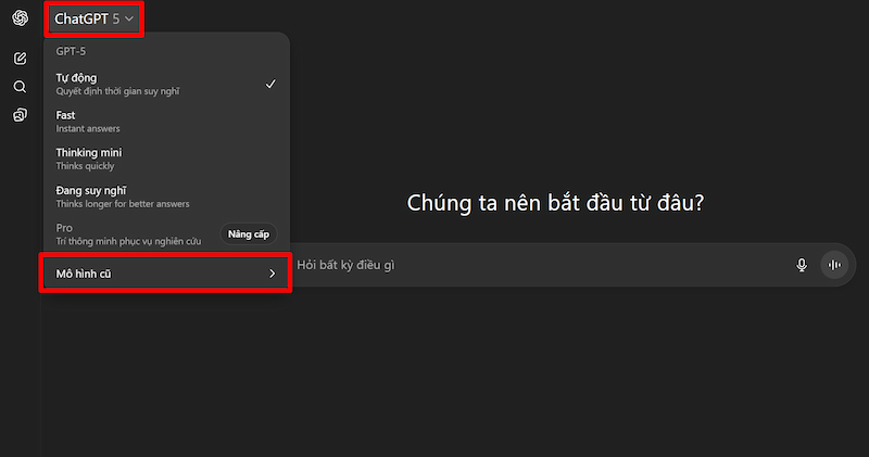 Chuyển từ ChatGPT-5 về ChatGPT-4o