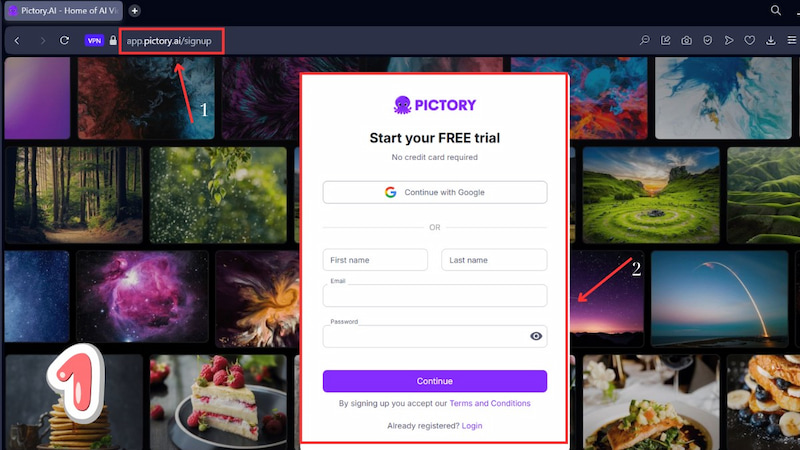 Đăng ký tài khoản Pictory AI