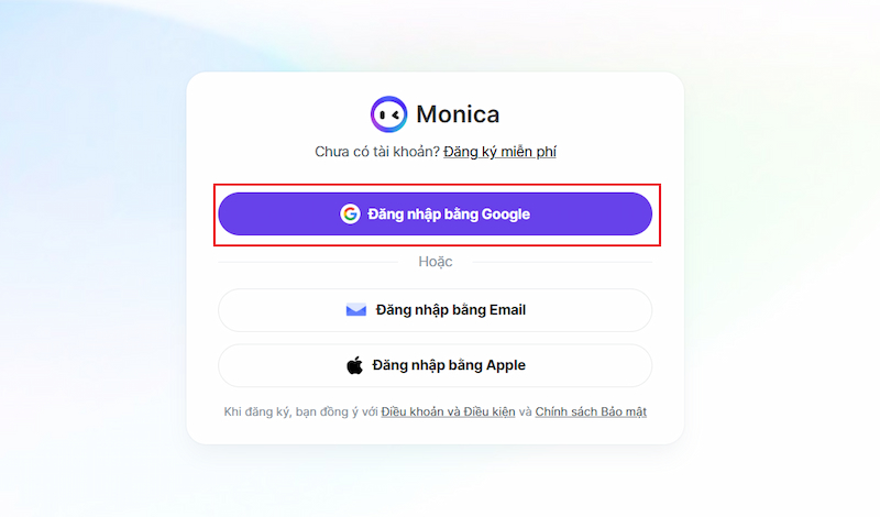 Đăng nhập Monica