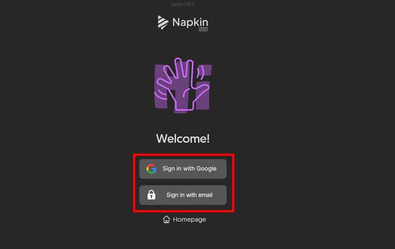 Đăng nhập Napkin AI 
