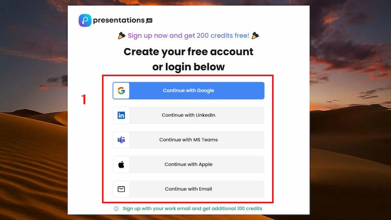 Tạo tài khoản Presentations AI