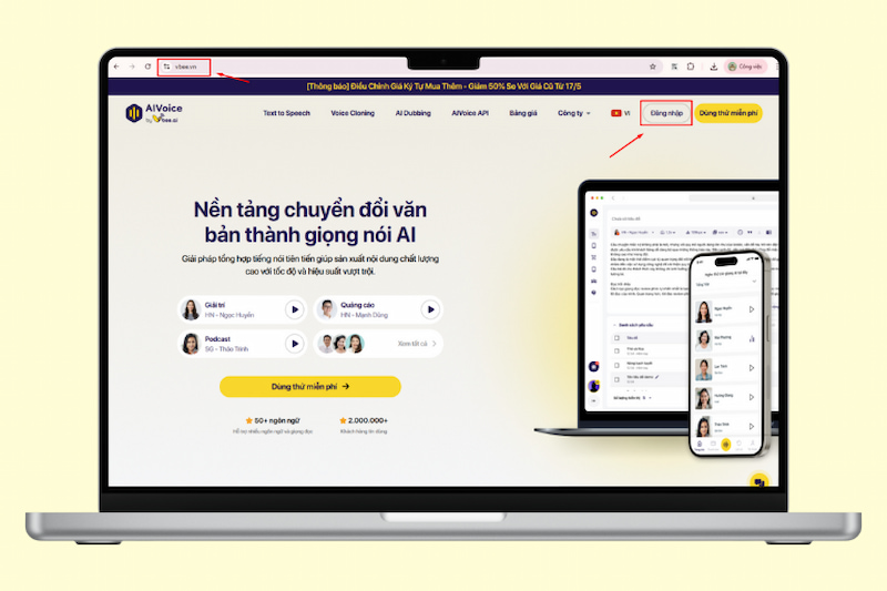 Đăng nhập Vbee AI
