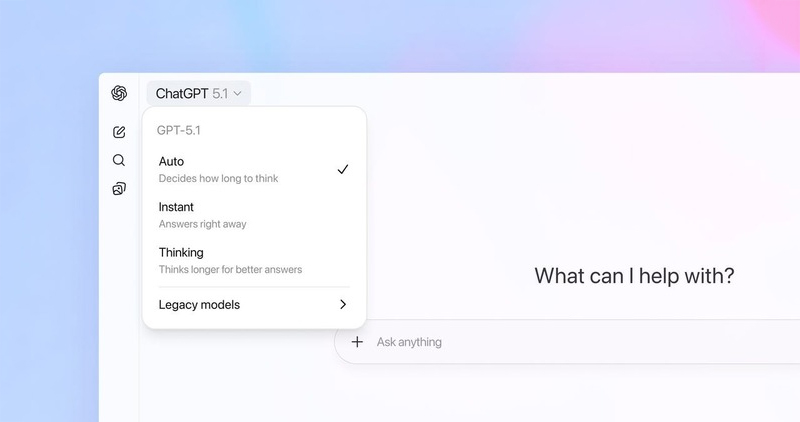 GPT-5.1 Instant và GPT-5.1 Thinking là mô hình mới của ChatGPT