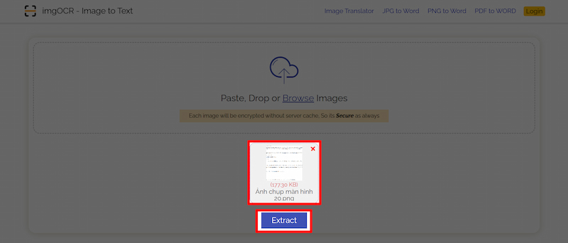 imgOCR nhận diện và xuất chữ