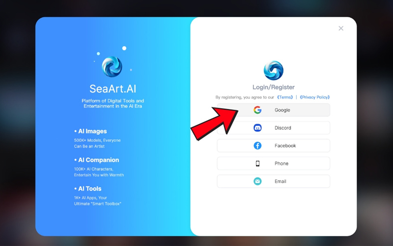 Đăng ký tài khoản SeaArt AI
