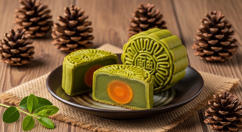 Prompt tạo mẫu bánh Trung Thu trà xanh