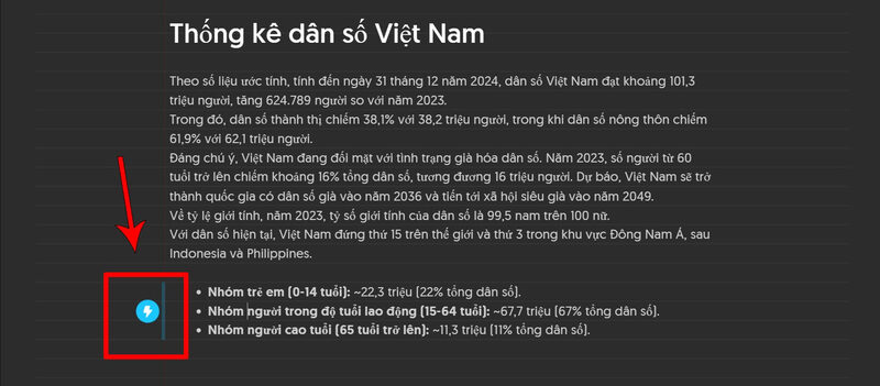 Di chuột đến đoạn cần minh họa, sau đó nhấn biểu tượng Spark