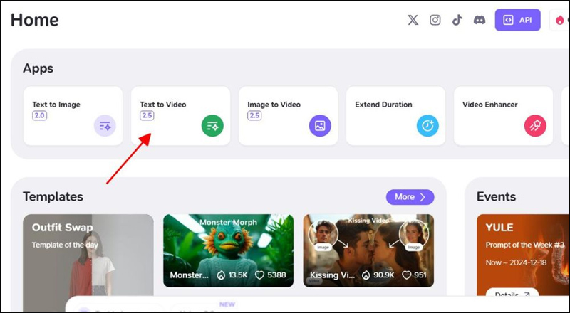 Chọn mục Text to Video