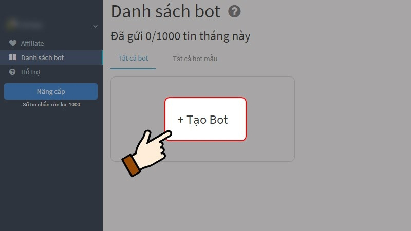 Chọn mục Tạo Bot 