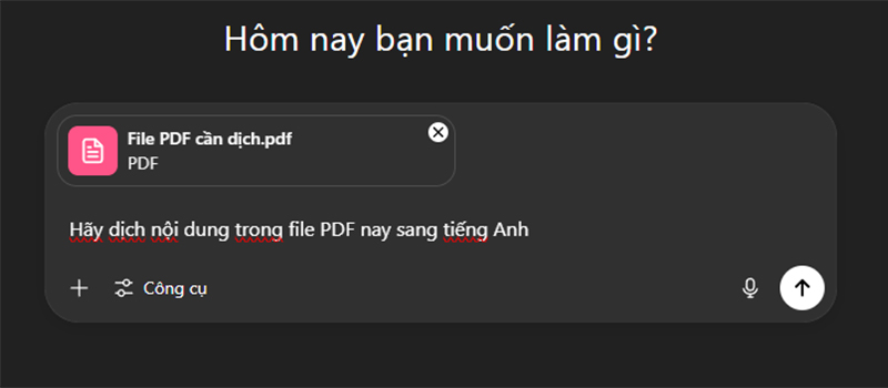 Nhập lệnh yêu cầu dịch