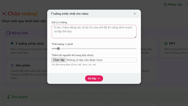 Nhập văn bản mô tả video mà bạn muốn tạo bằng Fliki AI