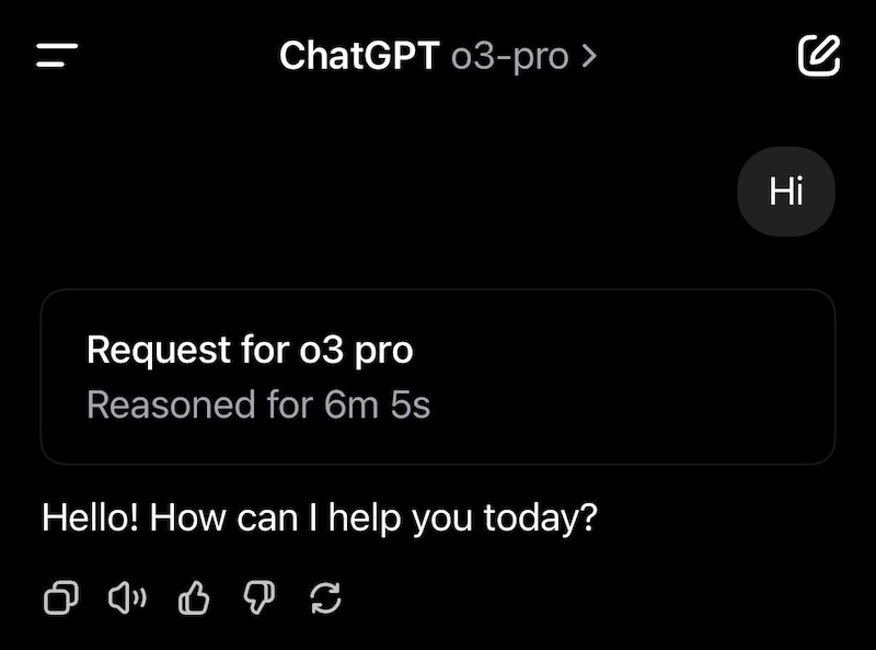 OpenAI o3-Pro có tốc độ phản hồi chậm