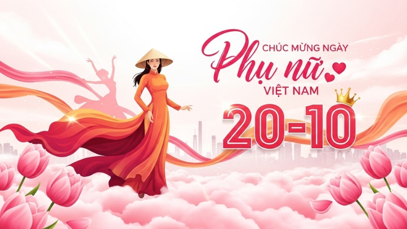 Poster chúc mừng ngày 20/10 phong cách hiện đại chuyên nghiệp